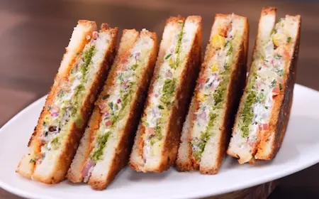 Step 7: serving Crispy Dahi Sandwich Recipe