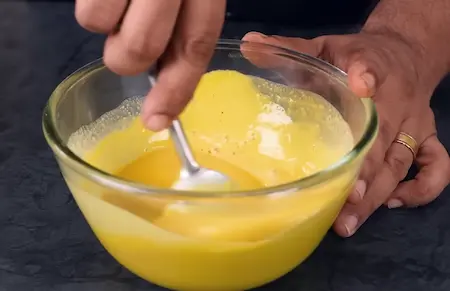 Step 3: Mixing besan batter for Kat Vada