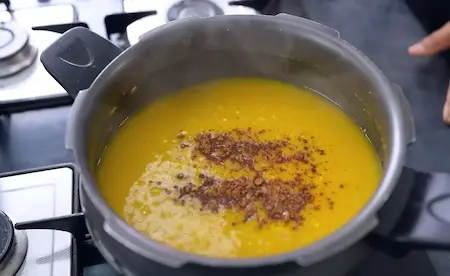 Step 4: preparing dal for varan bhaat and masala bhendi recipe