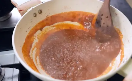 Step 5: Adding tomato puree for Special Baingan Masala