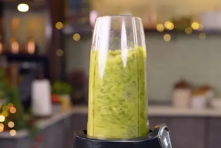 Making the masala paste for Dubki Aloo with fresh greens and spices