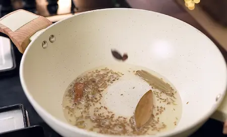 Step 2: whole spices tempering for Soya Kheema Samosa Recipe