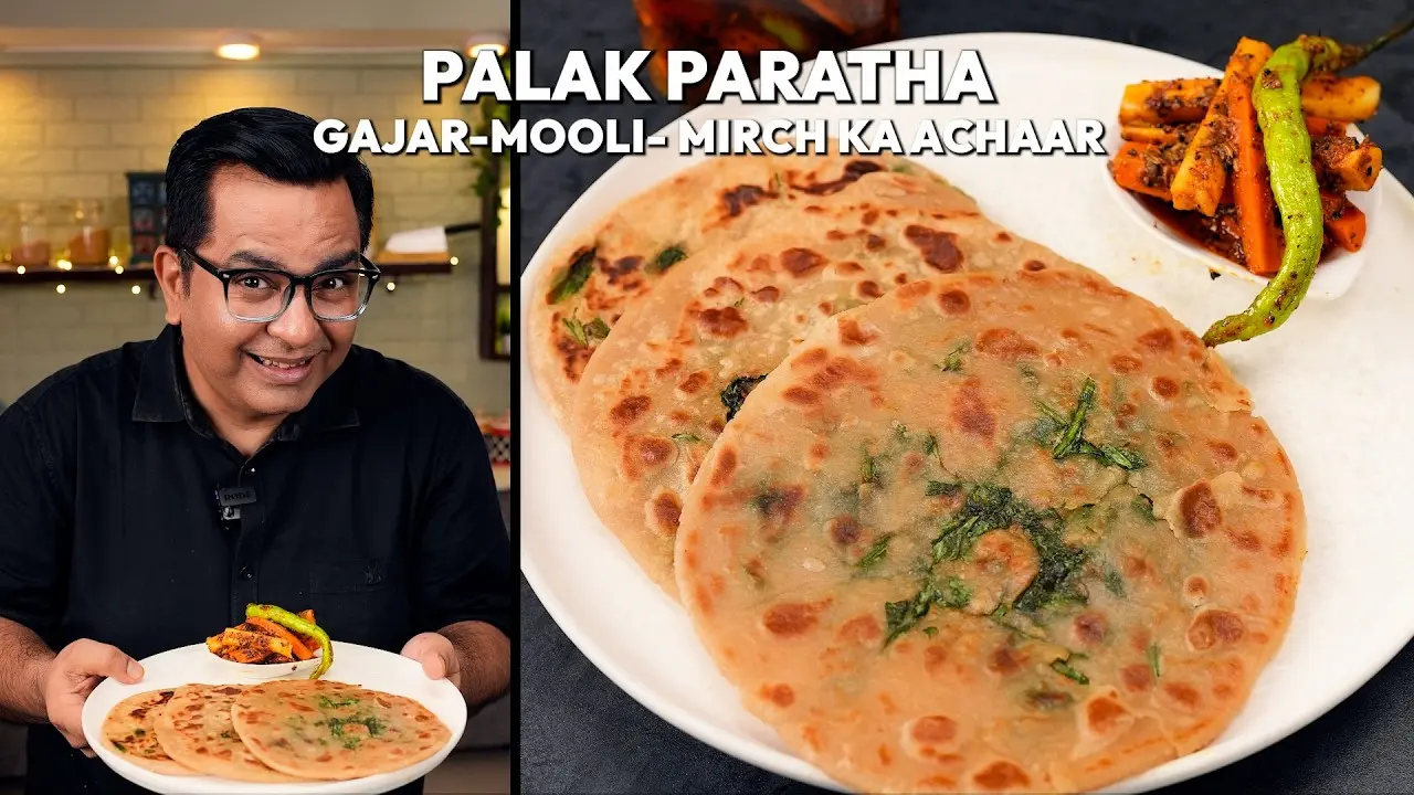 Palak Paratha & Spicy Achar Recipe