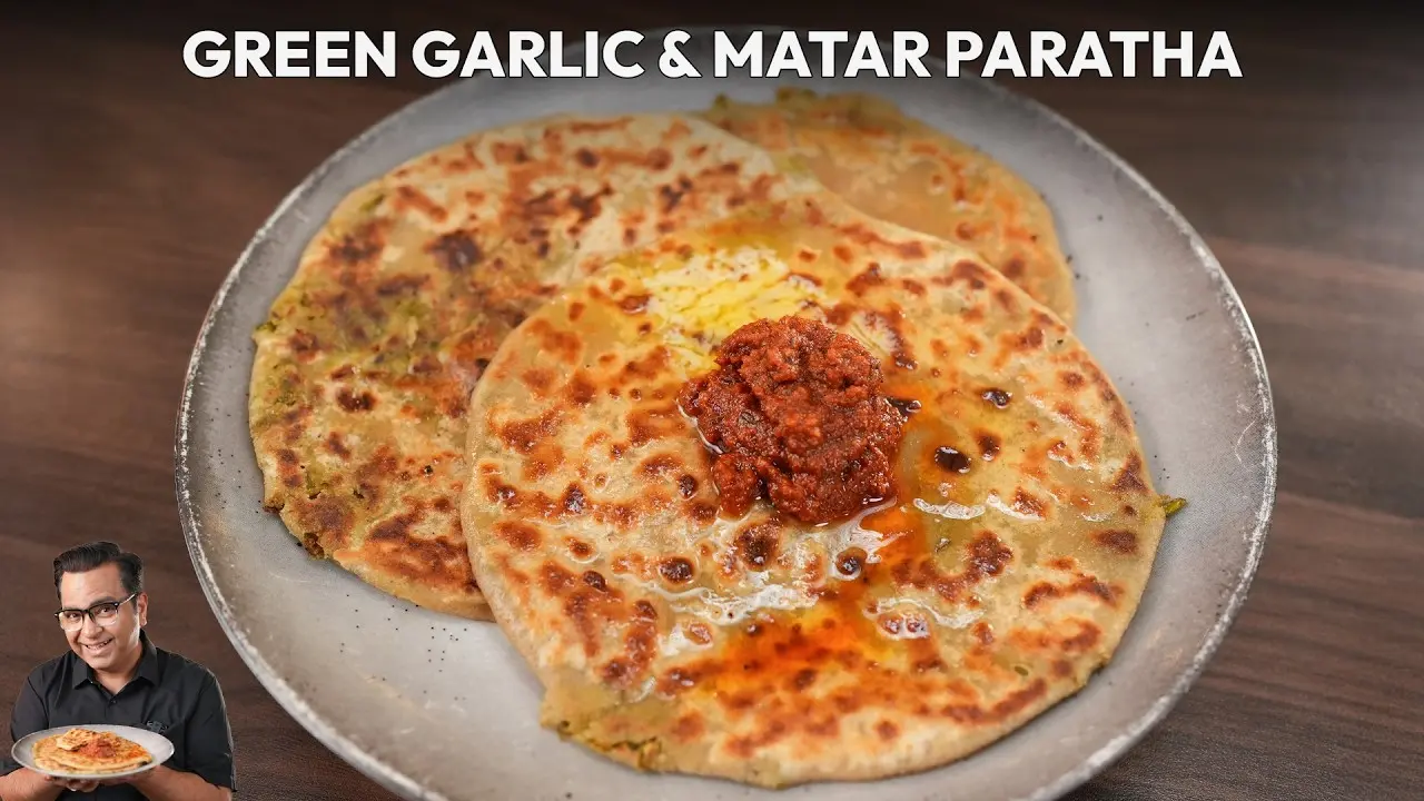 Green Garlic and Matar Paratha Recipe